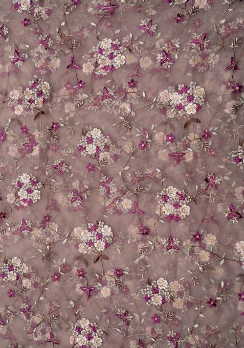 Girls Light Brown Sequin Embriodered Net Lehenga Set