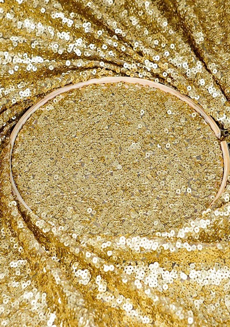 Girls Golden Sequin Net Lehenga Set