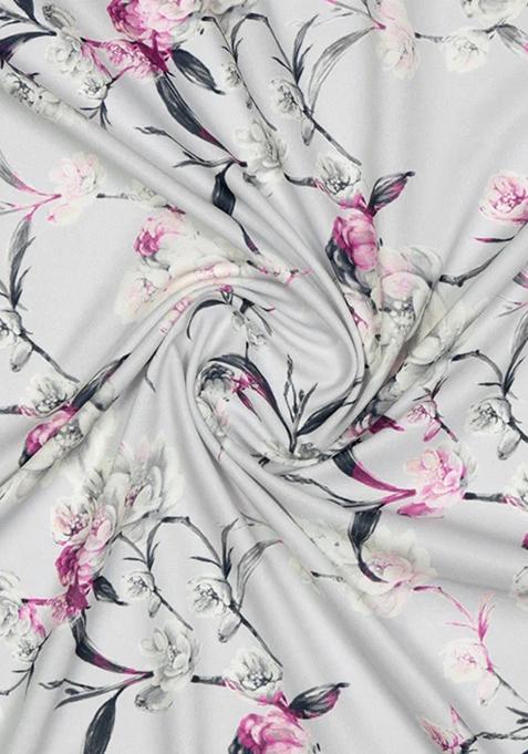 Girls Powder Blue Printed Crepe Lehenga Set