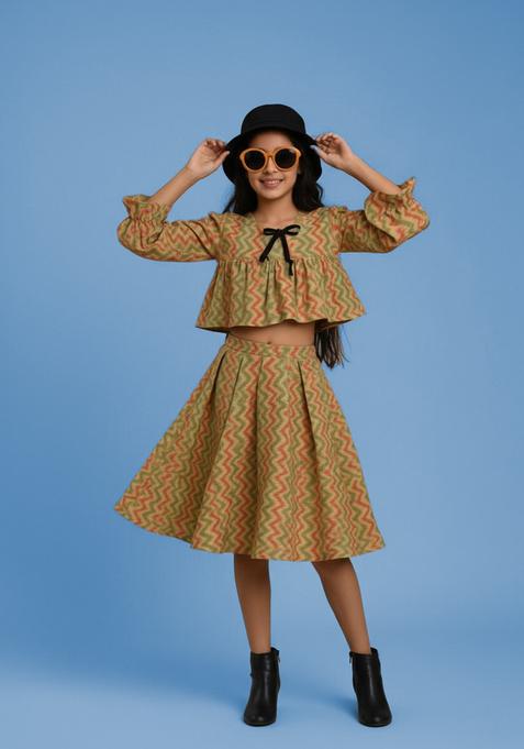 Girls Multicolor Printed Cotton Co-Ord Set