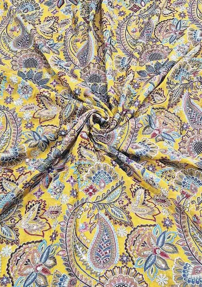Girls Yellow Embroidered Georgette Fusion Set - Indya