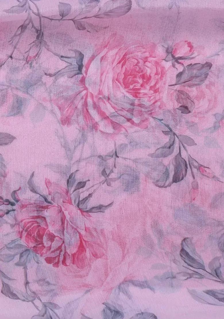 Girls Pink Printed Georgette Anarkali Set