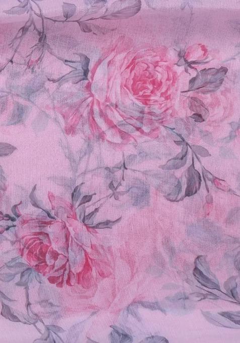 Girls Pink Printed Georgette Anarkali Set