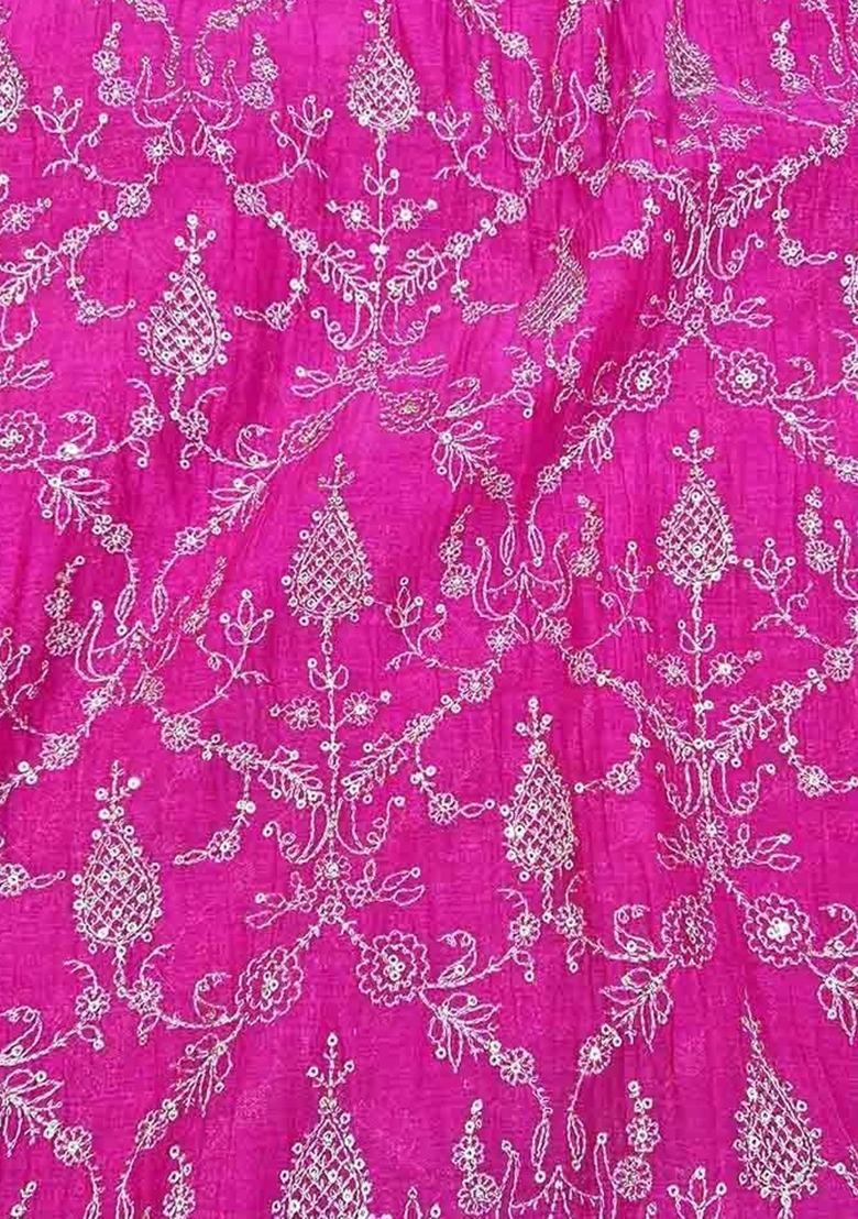 Girls Pink Embroidered Georgette Sharara Set - Indya