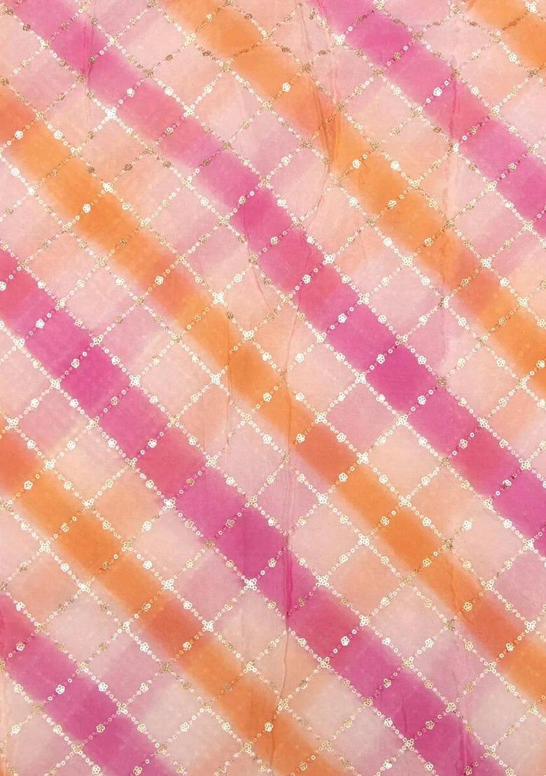 Girls Peach Embroidered Chinon Sharara Set - Indya