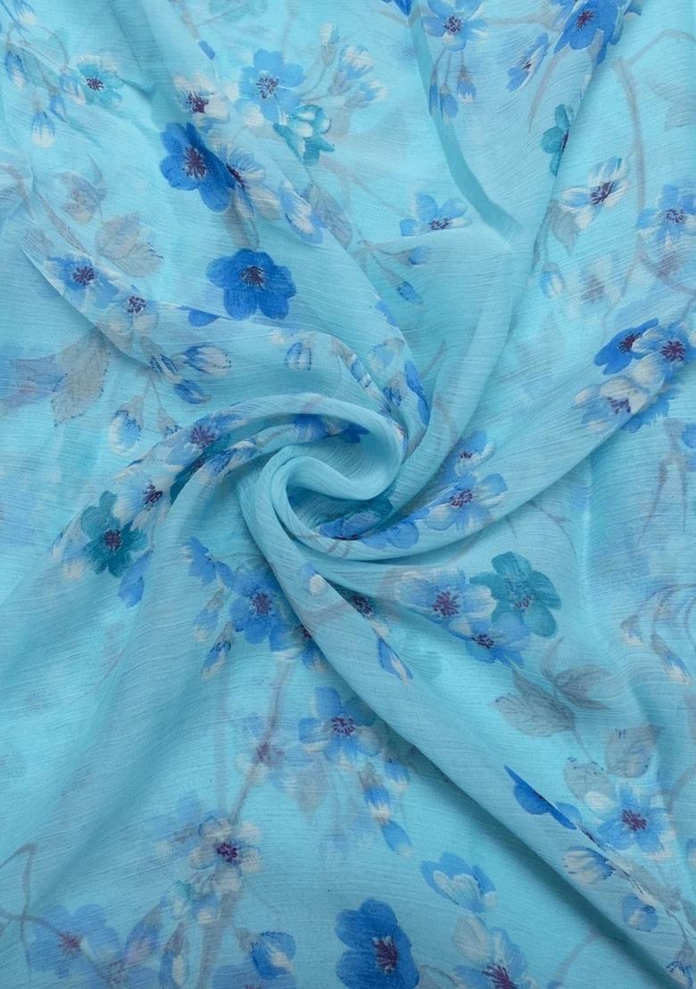 Girls Sky Blue Printed Chiffon Sharara Set - Indya