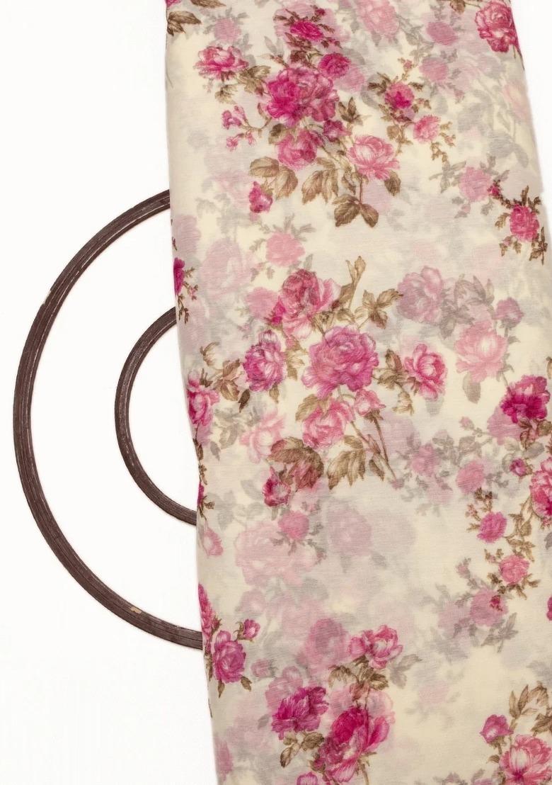 Girls White And Pink Printed Chiffon Sharara Set - Indya