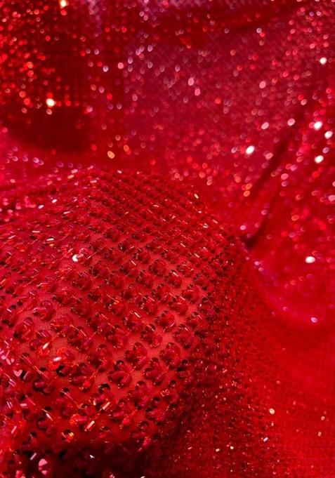 Girls Red Sequin Embroidered Georgette Lehenga Set