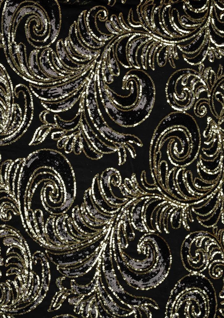 Girls Black Sequin Net Kurta Set - Indya