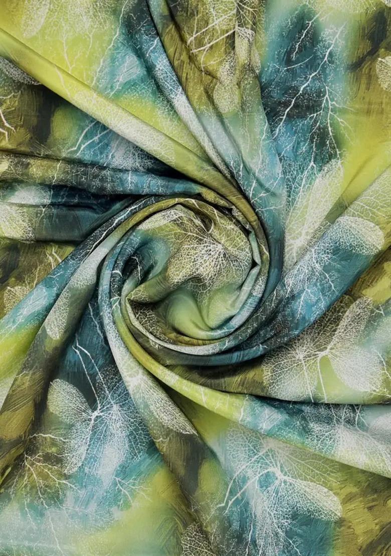 Girls Green Floral Print Crepe Sharara Set