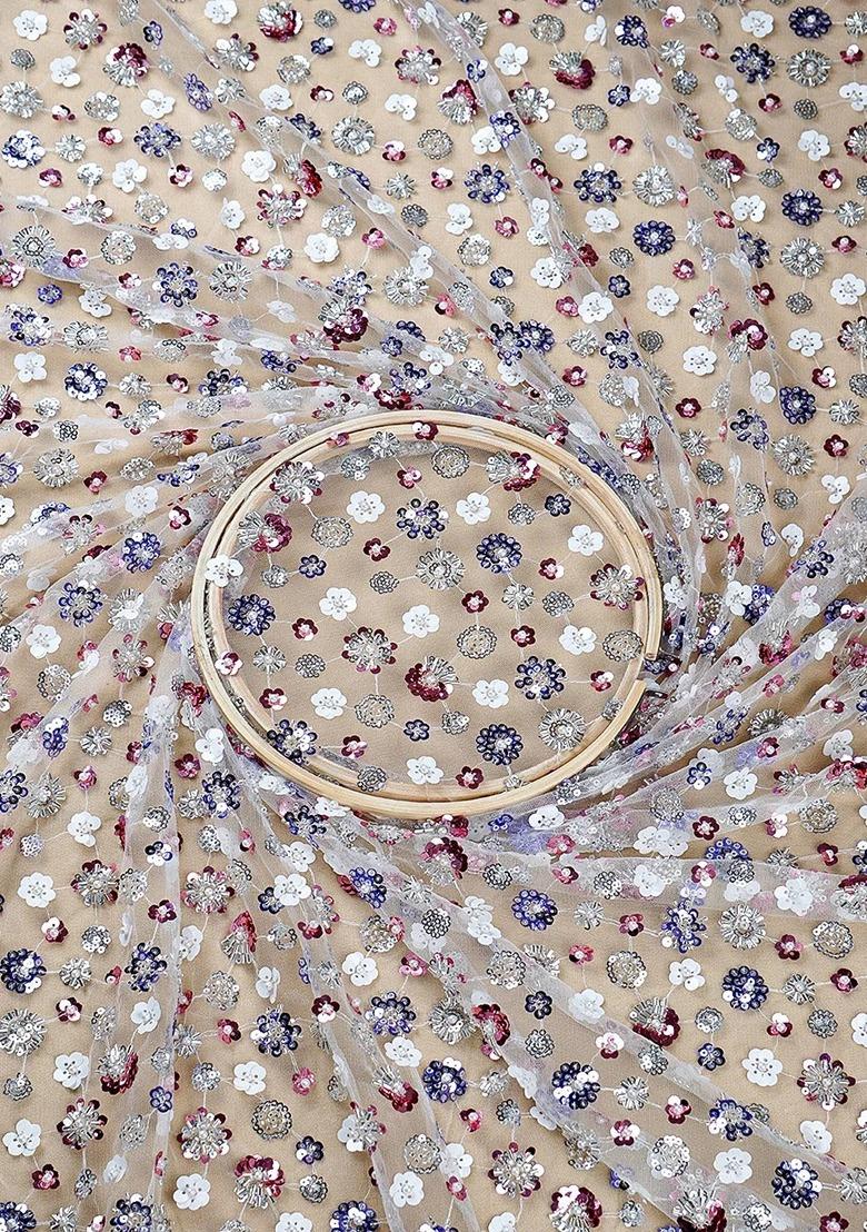 Girls Beige Sequin Net Sharara Set