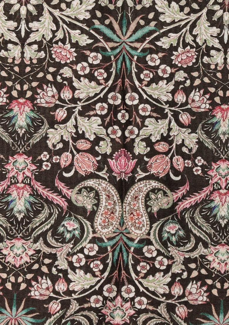 Girls Black Floral Print Lehenga Set - Indya