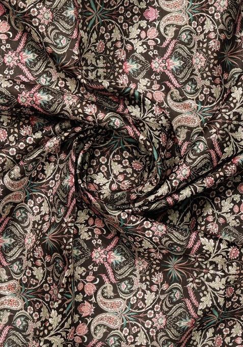 Girls Black Floral Print Lehenga Set