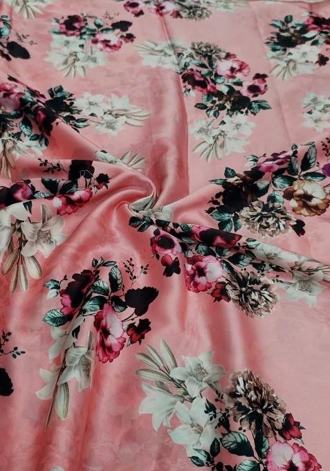 Girls Pink Floral Print Georgette Lehenga Set