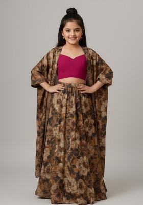 Girls Yellow Embroidered Lehenga Set