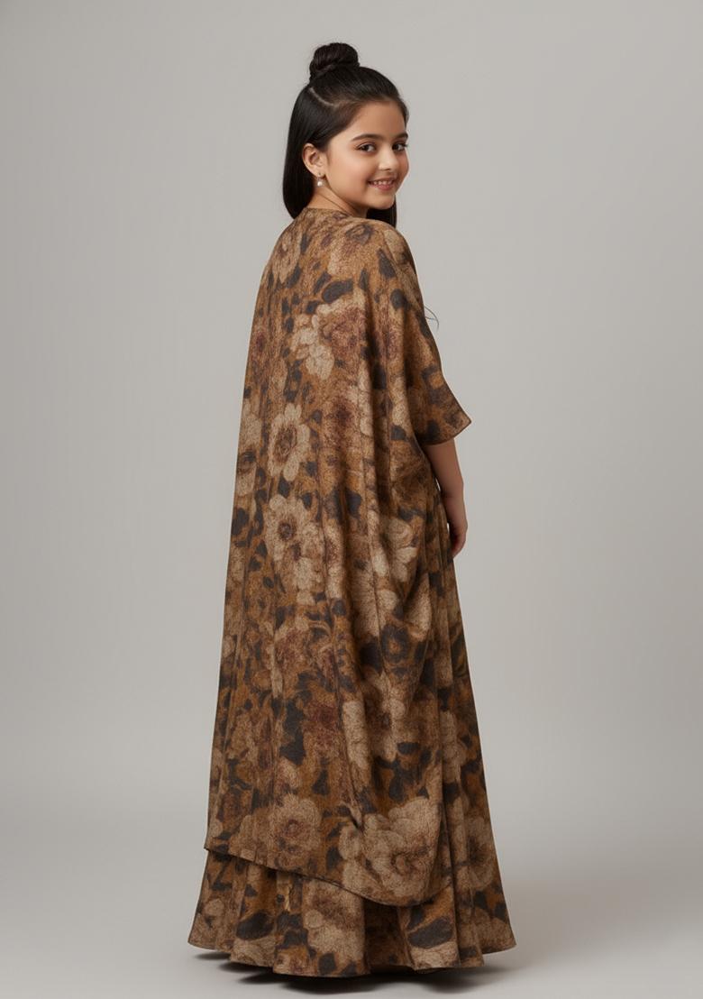 Girls Yellow Embroidered Lehenga Set - Indya