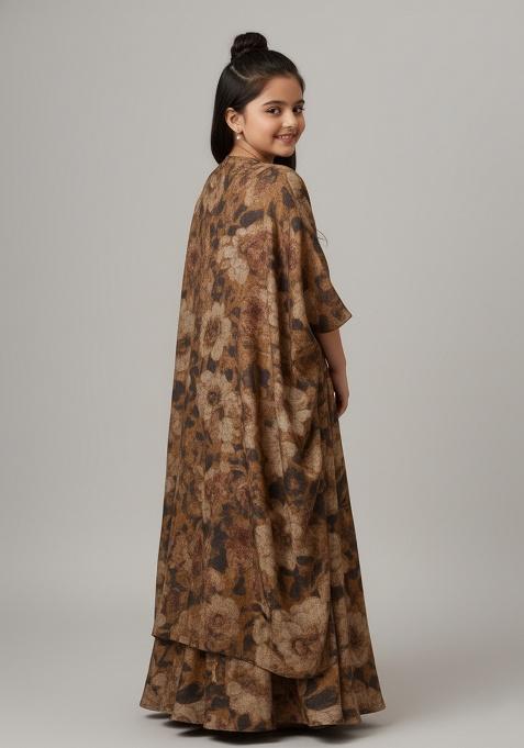 Girls Yellow Embroidered Lehenga Set