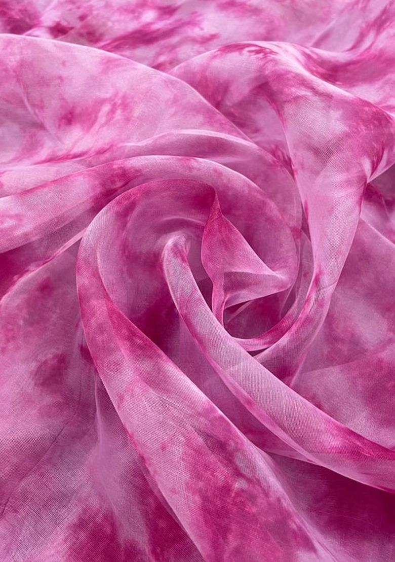 Girls Pink Embroidered Organza Lehenga Set - Indya