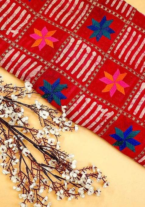 Girls Red Sequin Georgette Lehenga Set