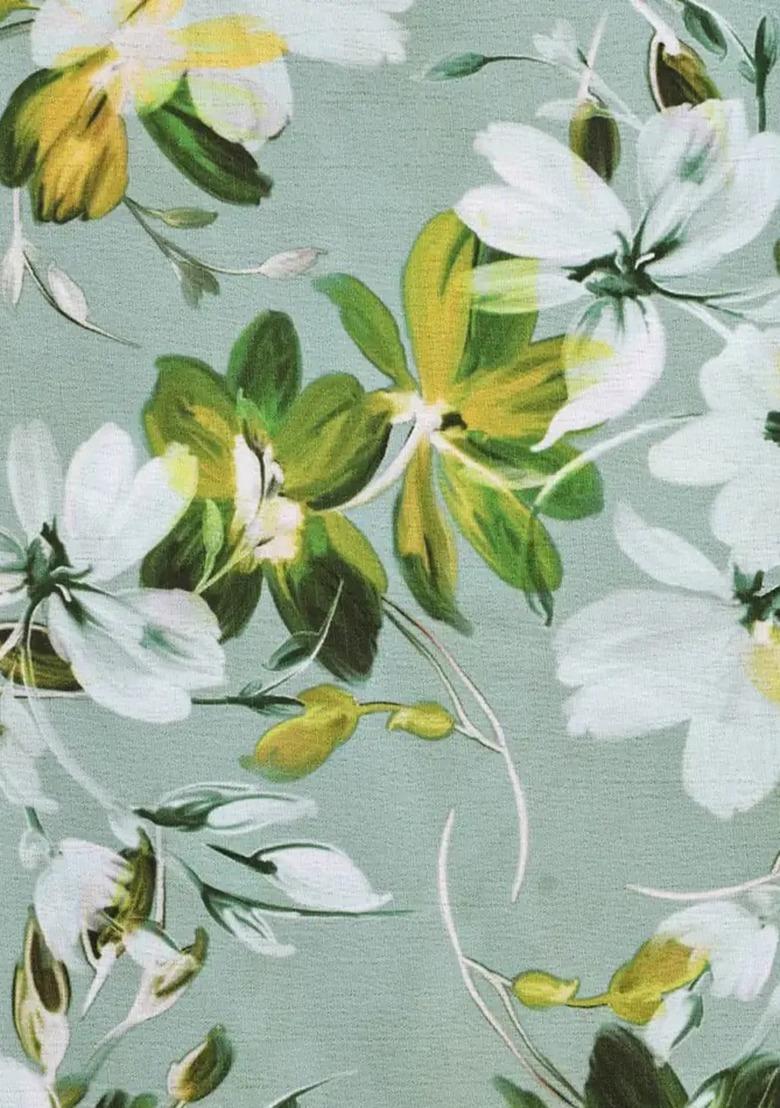 Girls Green Floral Print Lehenga Set