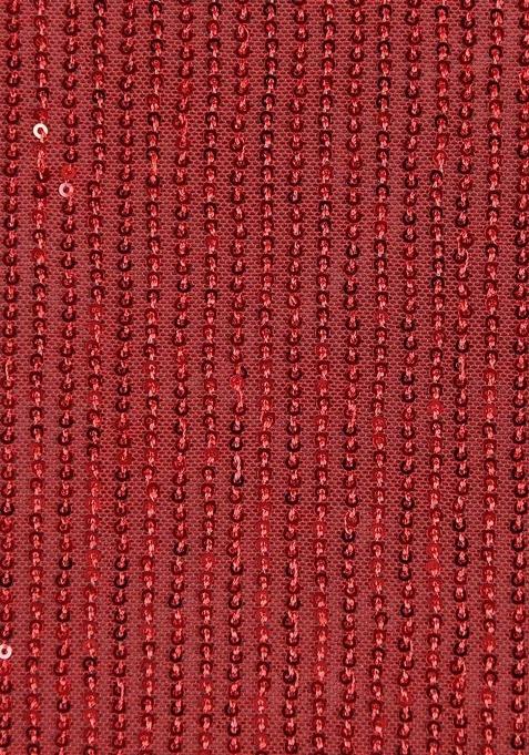 Girls Red Sequin Net Lehenga Set