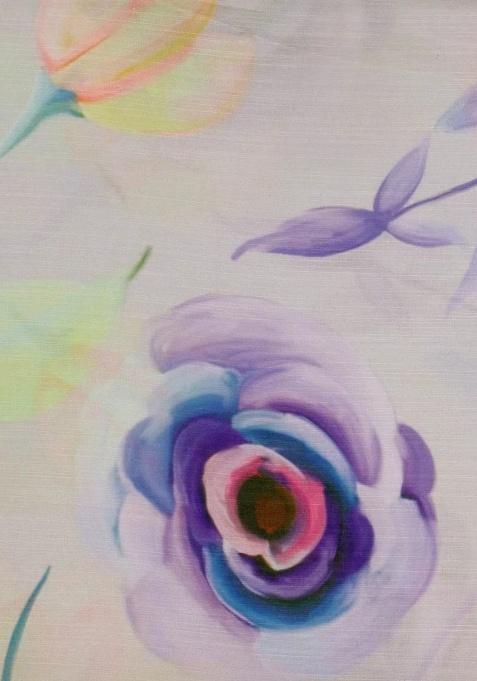 Girls Purple Floral Print Linen Lehenga Set