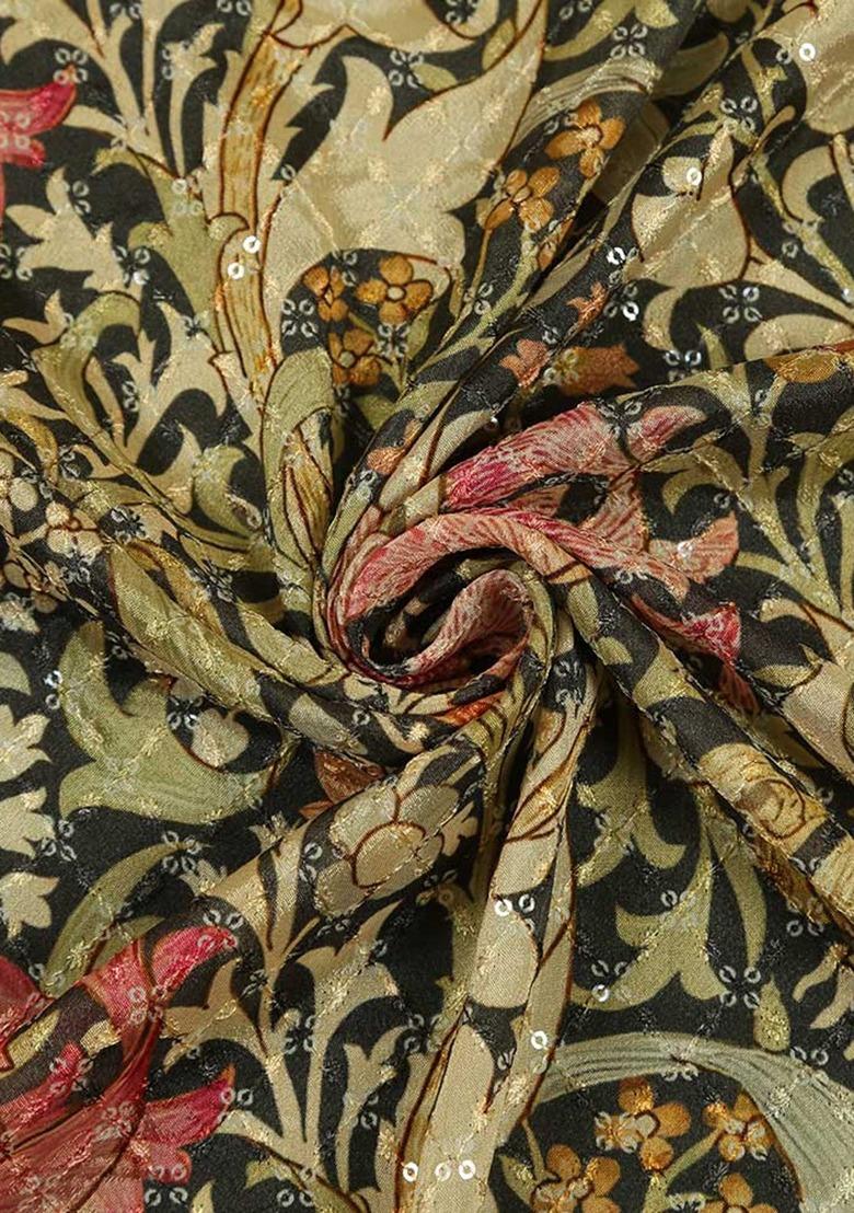 Girls Green Embroidered Chiffon Lehenga Set