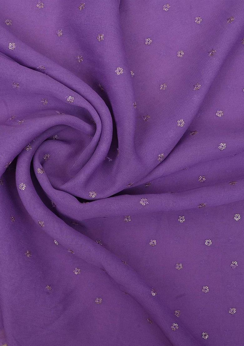 Girls Purple Embroidered Georgette Lehenga Set - Indya