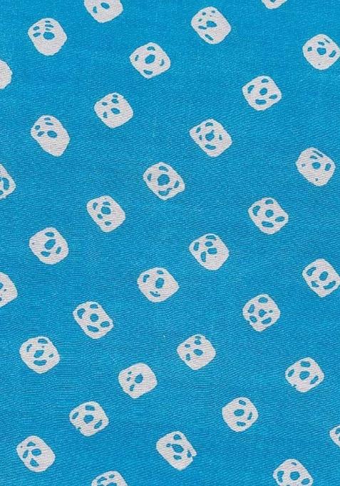 Girls Blue Figure Print Chanderi Lehenga Set