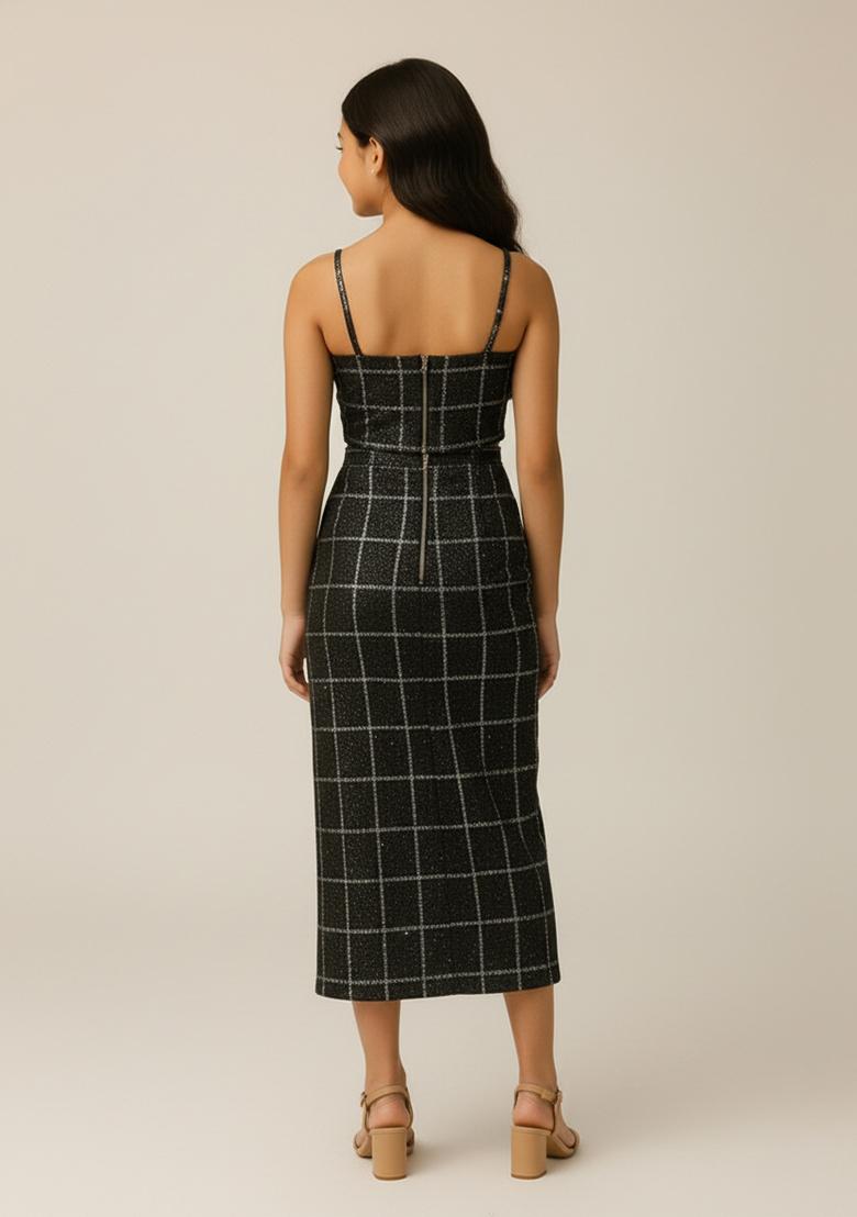 Girls Black Sequin Denim Co-Ord Set - Indya