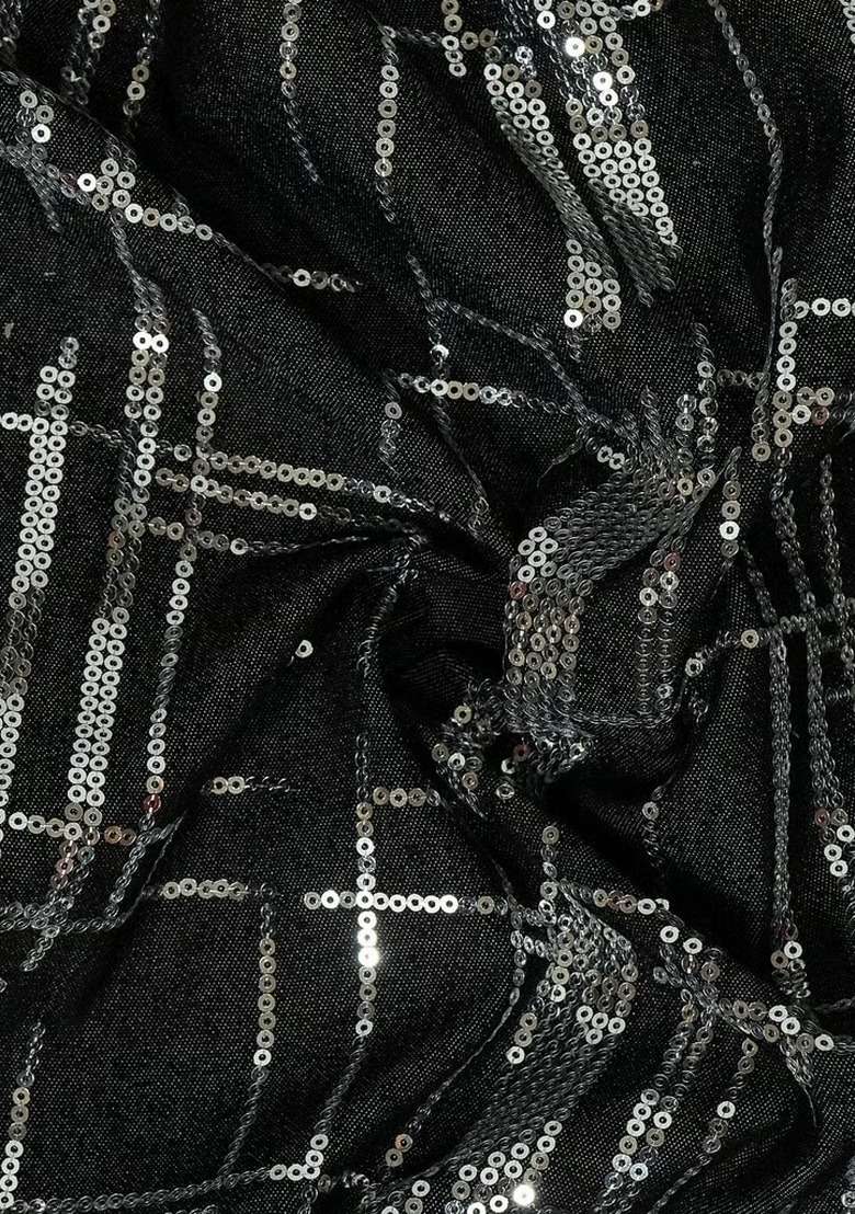 Girls Black Sequin Denim Co-Ord Set - Indya
