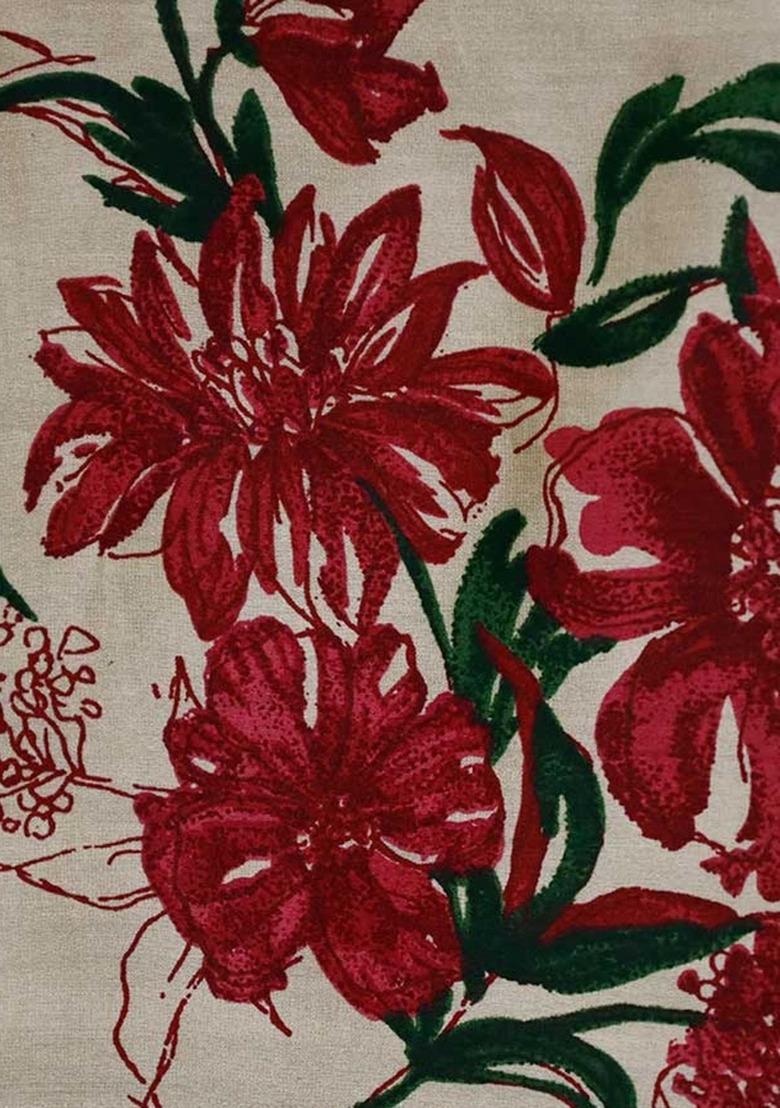 Girls White Floral Print Chanderi Skirt Set - Indya