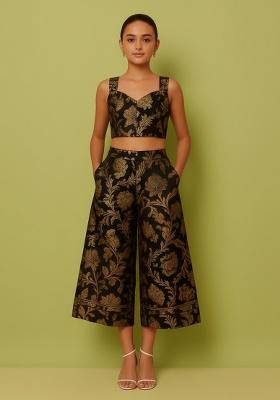Girls Black Brocade Co-Ord Set