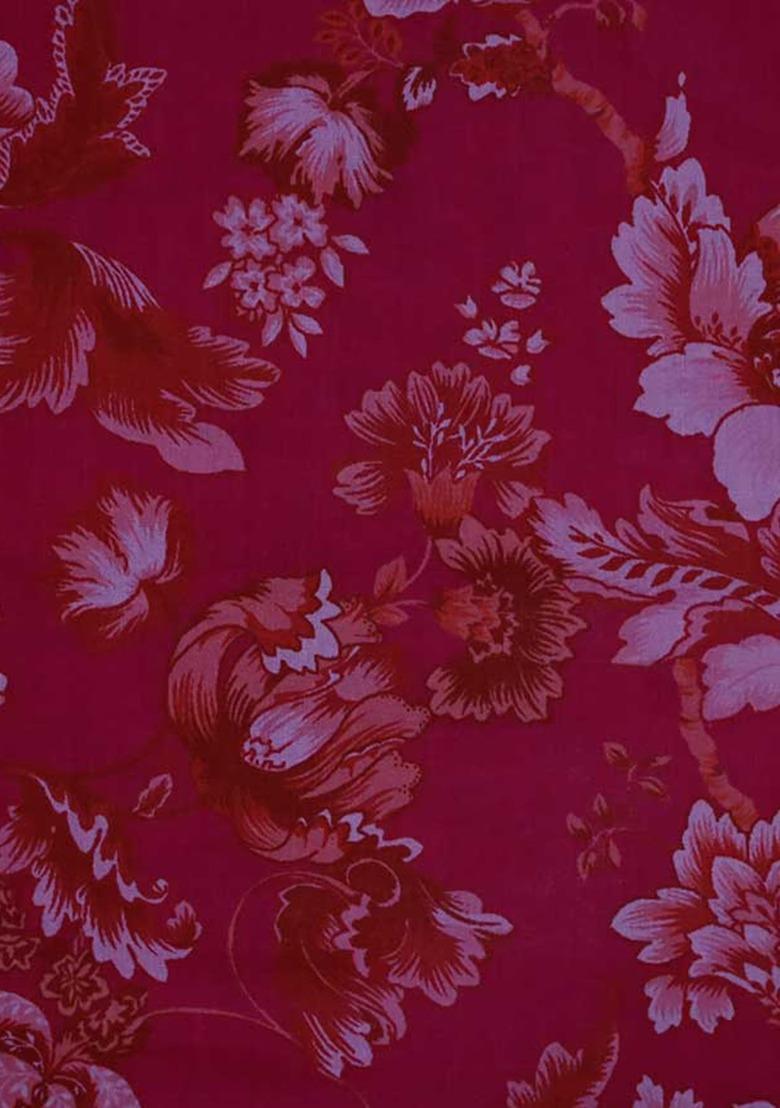 Girls Pink Floral Print Cotton Cambric Crop Top Skirt Set - Indya