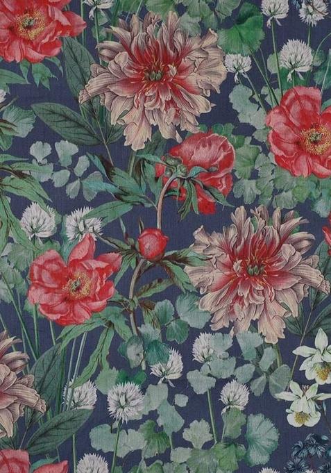 Blue Cotton Floral Print Dress For Girls