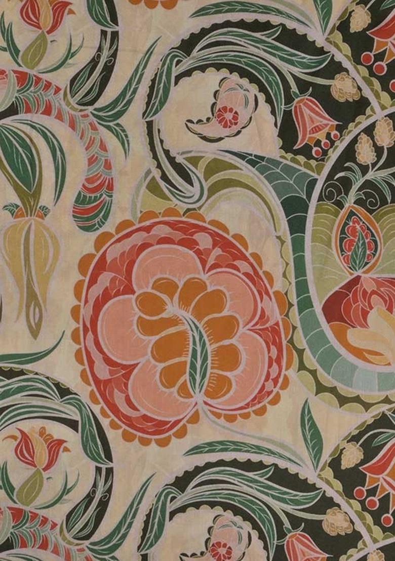 Multi Color Cotton Floral Print Dress For Girls