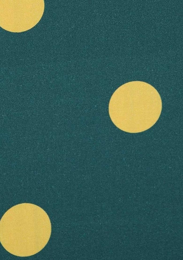 Teal Green Cotton Polka Dot Print Dress For Girls