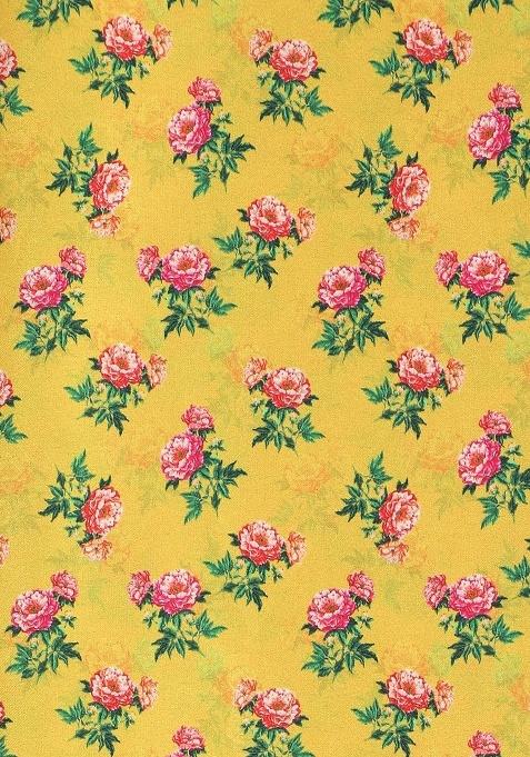 Yellow Satin Floral Print Fusion Set For Girls