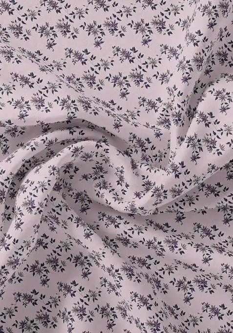 Pink Floral Print Fusion Set For Girls