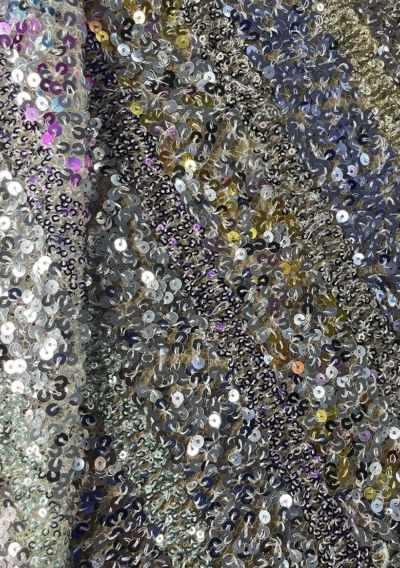 Blue Crepe Sequin Fusion Set For Girls - Indya