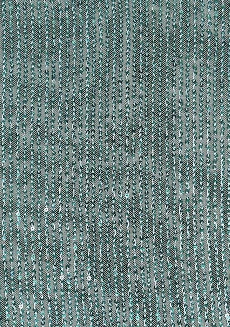 Blue Net Sequin Fusion Set For Girls - Indya