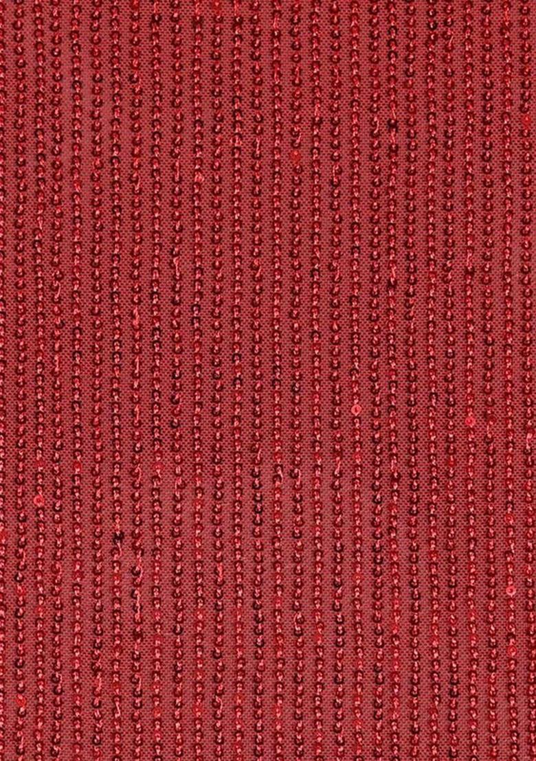 Red Net Sequin Fusion Set For Girls - Indya