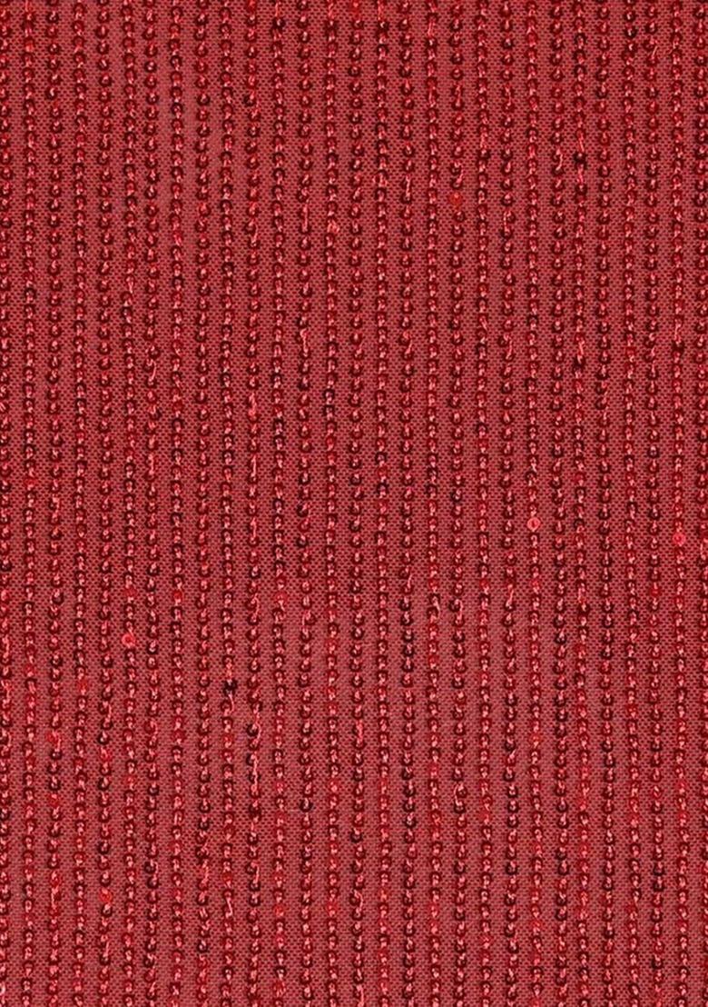 Red Net Sequin Fusion Set For Girls - Indya