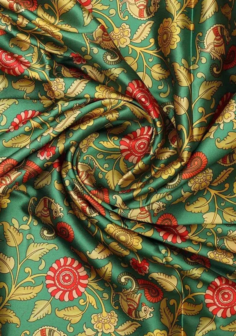 Multi Color Rayon Floral Print Fusion Set For Girls