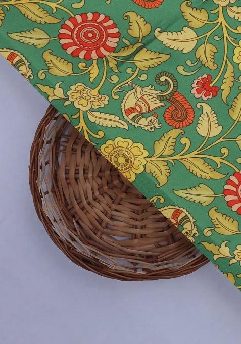 Multi Color Rayon Floral Print Fusion Set For Girls