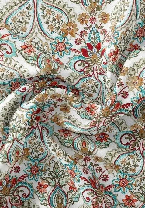 Multi Color Rayon Floral Print Fusion Set For Girls