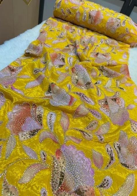 Yellow Georgette Embroidered Sharara Set For Girls