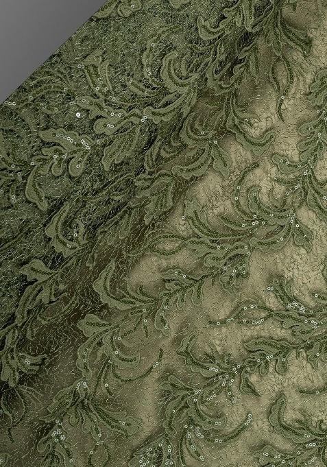 Green Georgette Embellished Sharara Set For Girls