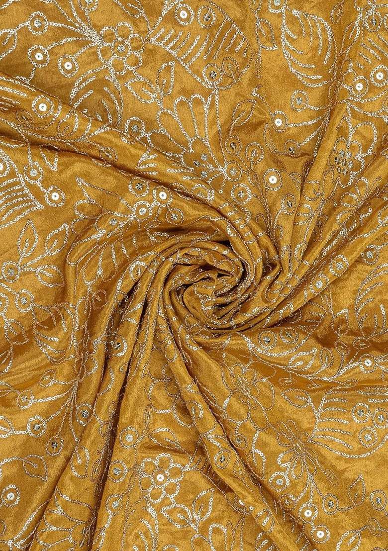 Mustard Yellow Chinon Silk Embellished Sharara Set For Girls - Indya