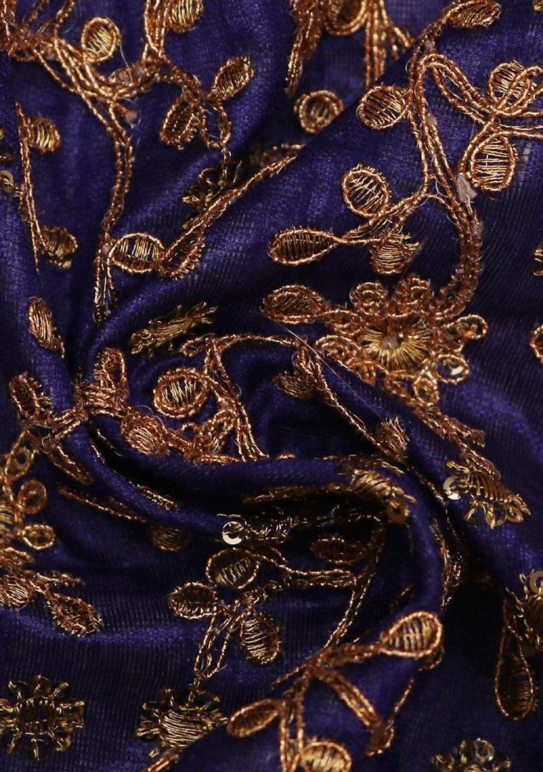 Violet Raw Silk Embroidered Sharara Set For Girls